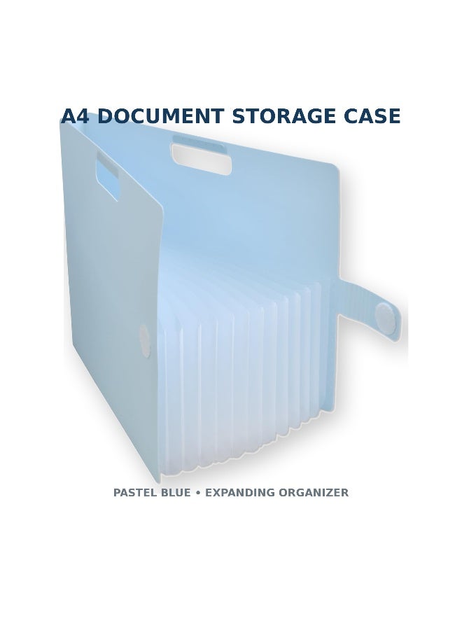 SAKURA Komagoma Accordion File Organiser TF-A4#125, A4, 13 pockets, Pastel Blue, Paper & Plastic, 1 organiser for student subjects - Image 1