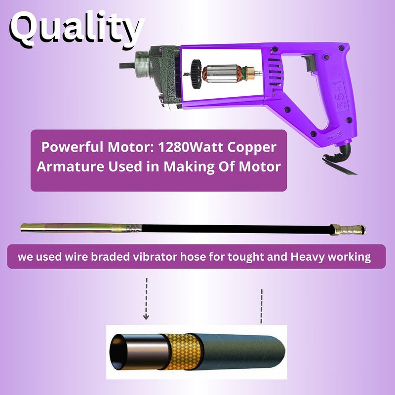 ICYLIFE ICYLIFE 1280WATT Concrete Vibratoriron Machine With 3 Mtr Needle Electric Concrete Vibrator 13300rpm  - Image 3