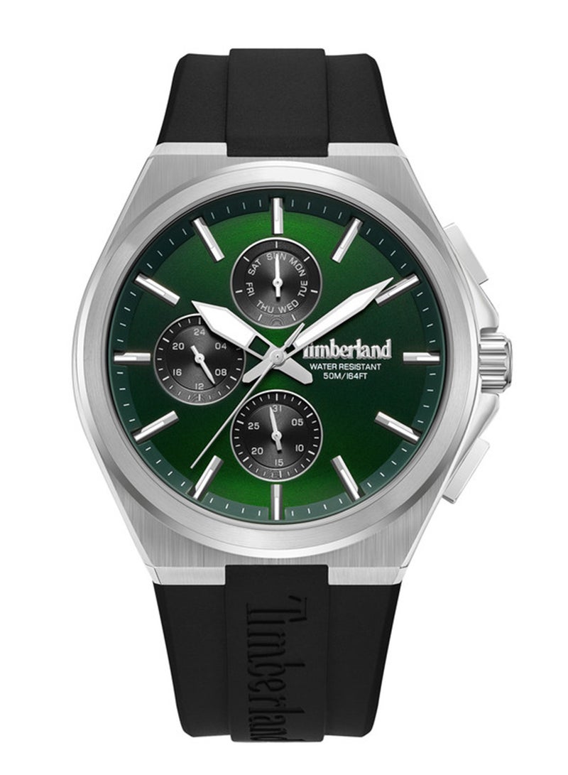 Timberland Men Quonset Green Dial Silicone Strap Multifunction Watch for Men, 44mm - Image 1