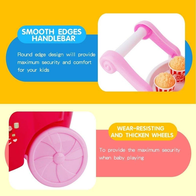 Storio عربة ترويج الآيس كريم البلاستيكية مع موسيقى وأضواء مجموعة لعب تمثيلية مع 39 ملحقًا للفتيات، قد يختلف اللون - Image 5