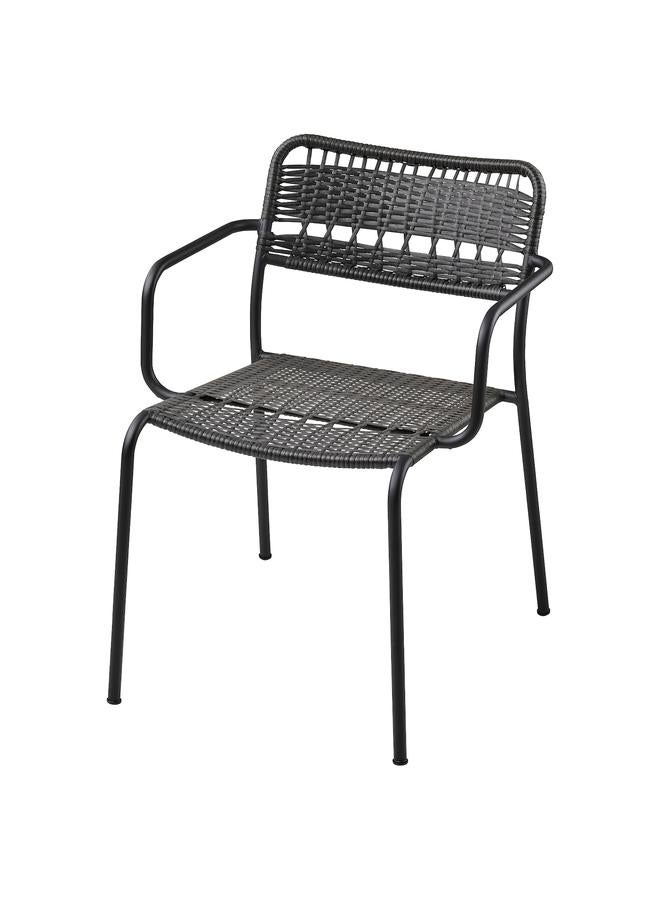 Zaboon Chair With Armrests, Outdoor, Dark Grey - Image 1
