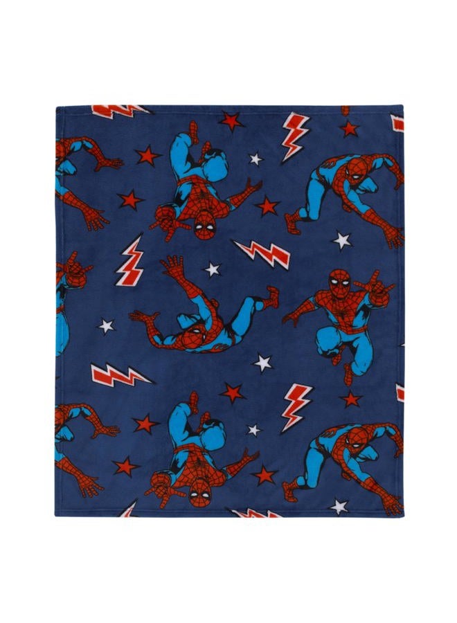 NoJo Marvel Spiderman Blue, Red and White Super Soft Plush Baby Blanket - Image 3