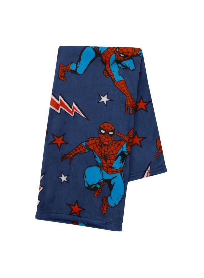 NoJo Marvel Spiderman Blue, Red and White Super Soft Plush Baby Blanket - Image 2