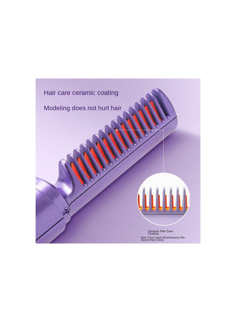 silvercnc Rechargeable Mini Hair Straightener Comb, Portable Mini Heat Straightening Brush, Cordless for Trip Travel 3 Temperature Adjustments Flat Iron for Short Hair (Green)  - Image 2