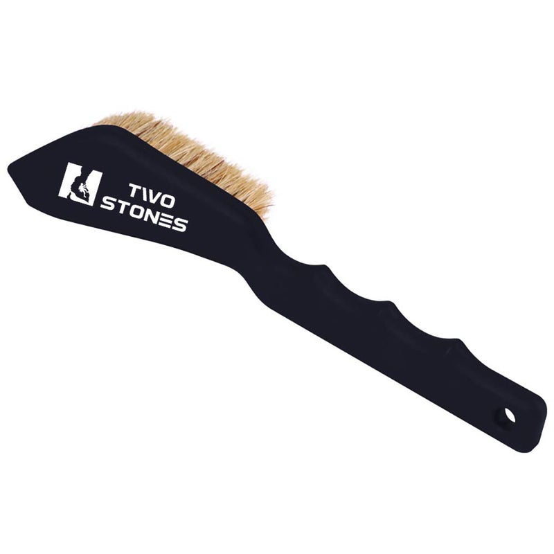 TWO STONES Boar Hair Rock Climbing Brush with Ergonomic Handle, Bouldering Boulder Brush as Durable Cleaning Tool for Climbing Chalk and Climbing Holds on Climbing Wall Indoor or Outdoor (Black&White) - Image 3