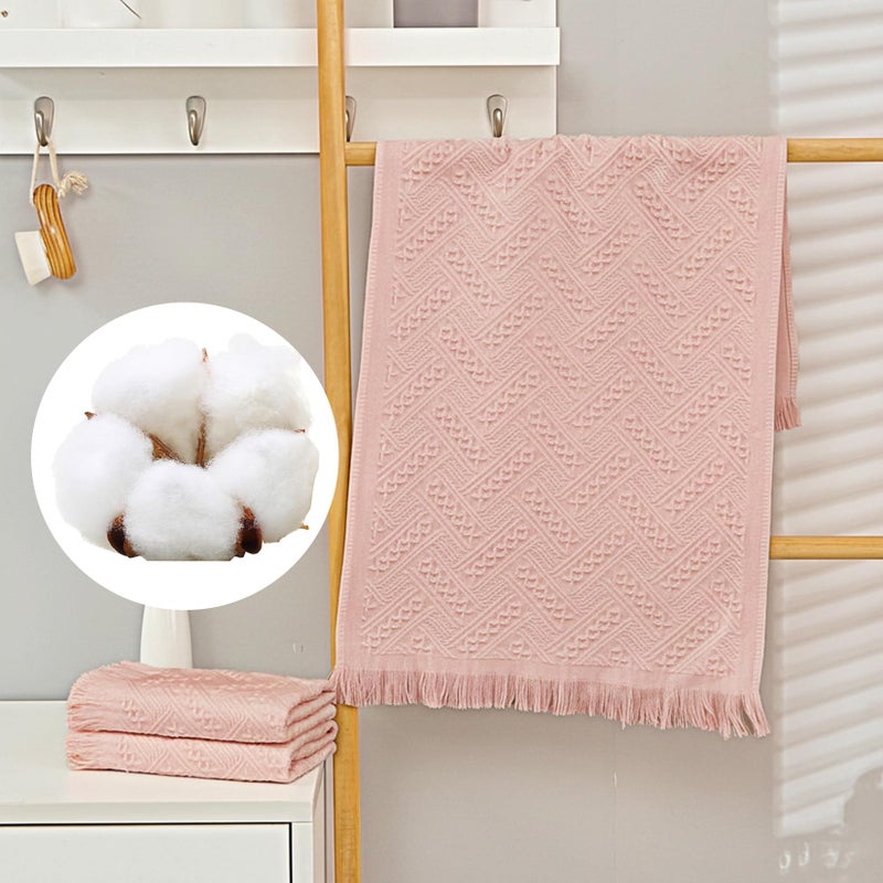 Vidroxin 4-Pack Pink Luxury Decorative Bathroom Hand Towels â€“ 13"x29.1" Boho Bath Hand Towels Set with Jacquard Weave & Fringe, Cotton Absorbent Soft Face Towels for Kitchen/Bathroom/Farmhouse - Image 4