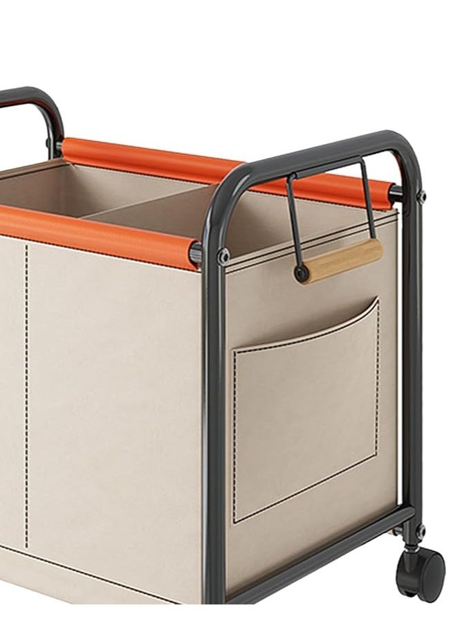 Generic Toy Storage Trolley, Side Pockets, With Universal Wheels, Space-Saving Off,-Beige  - Image 5