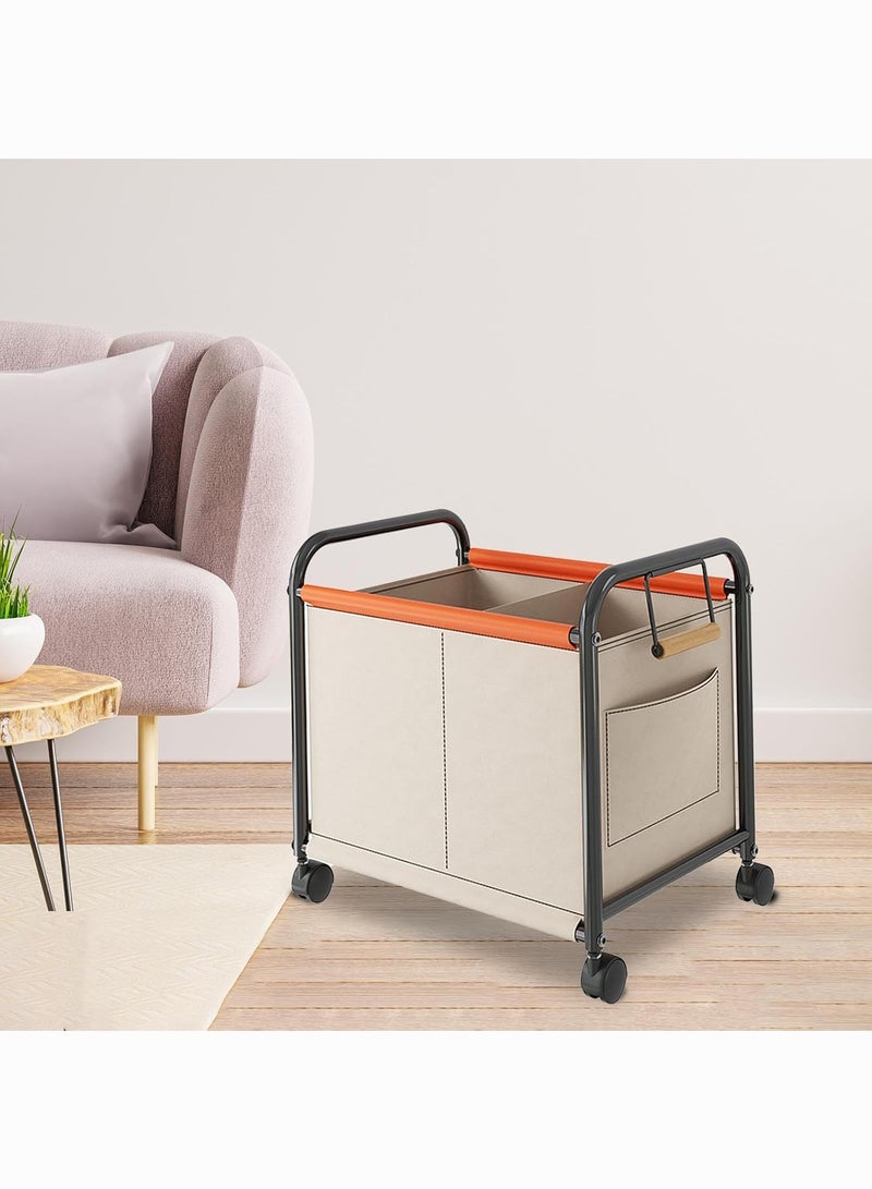 Generic Toy Storage Trolley, Side Pockets, With Universal Wheels, Space-Saving Off,-Beige  - Image 4