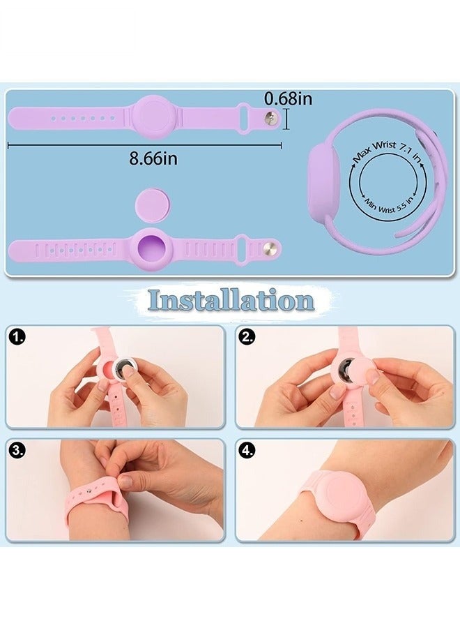 Kids Waterproof Airtag Bracelet Compatible with Apple AirTag, Hidden Silicon Protective Case for Air Tag Holder, Adjustable Anti-Lost Watch Band for Toddler Child (Purple) - Image 3