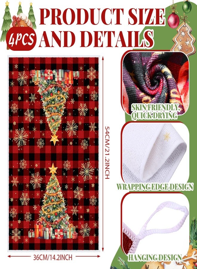 SiliFine 12 Pcs Christmas Kitchen Towels Pot Holders and Oven Mitts Set Buffalo Plaid Christmas Tree Dish Towels Snowman Truck Oven Mitts Santa Claus Potholders for Xmas Cooking Dish Baking Decorative - Image 3