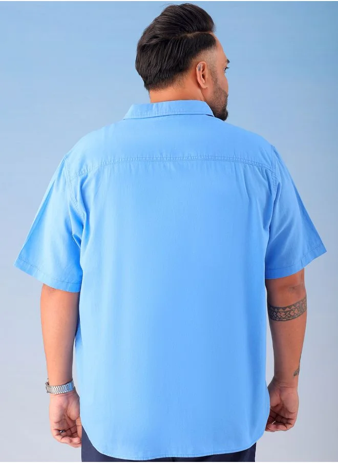 هاردسودا Men Plus Size Regular Fit Solid Cutaway Collar Half Sleeves Casual Shirt