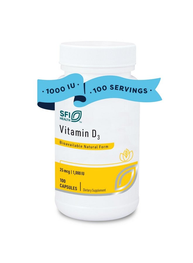 Klaire Labs Klaire Labs Vitamin D3 1000 IU - High Potency 25 Micrograms, Hypoallergenic Bone & Immune Support (100 Capsules) - Image 1