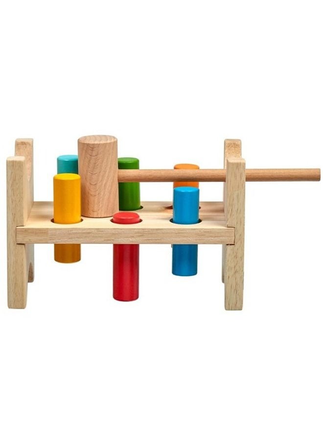 BAYBEE Baybee Wooden Hammering Pounding Bench Toy for Kids Rainbow Hammering Block Punch Drop Toy with 1 mallet 6 pegs Color Sorting Learning Educational Developmental Toys for Kids 1+ year old Boys Girls  - Image 5