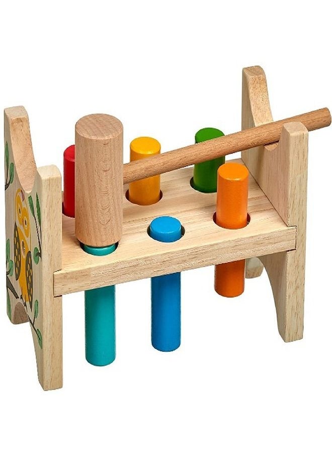 BAYBEE Baybee Wooden Hammering Pounding Bench Toy for Kids Rainbow Hammering Block Punch Drop Toy with 1 mallet 6 pegs Color Sorting Learning Educational Developmental Toys for Kids 1+ year old Boys Girls  - Image 1