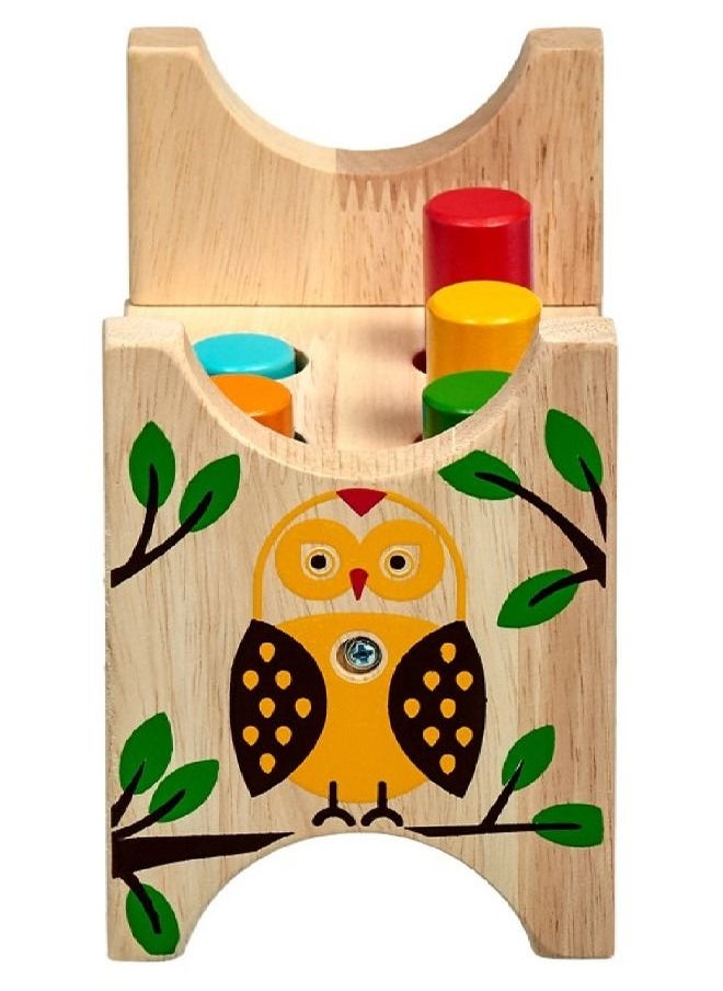 BAYBEE Baybee Wooden Hammering Pounding Bench Toy for Kids Rainbow Hammering Block Punch Drop Toy with 1 mallet 6 pegs Color Sorting Learning Educational Developmental Toys for Kids 1+ year old Boys Girls  - Image 2
