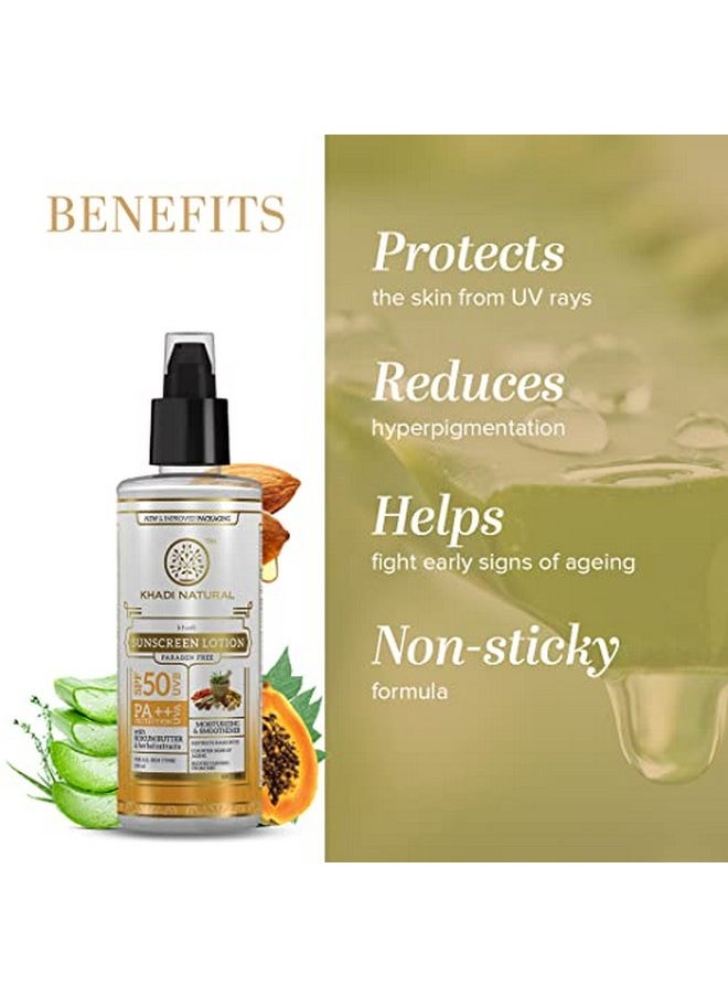 Khadi Natural Sunscreen Lotion With Spf 50 Pa++ Sunscreen For Everyday Use Nonsticky Sunscreen Sunscreen Without White Cast Paraben Free Suitable For All Skin Types 100Ml  - Image 3
