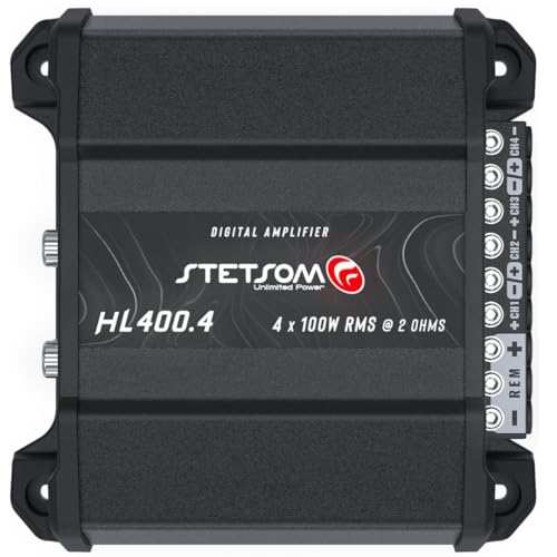 Stetsom HL 400x4 2 Ohms - Compact Digital 4 Channel Amplifier, 400W RMS 400x4, Full Range, High Input, Bass Boost Gain + 14db (Variable Adjustment 30-75hz), Multichannel, Digital Sound, Crossover - Image 3