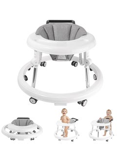 Gogoya Baby Walker with Wheels, Activity Center with Mute Wheels Anti-Rollover, 5-Position Height Adjustable Foldable Baby Walker for Boys and Girls from 6-18 Months with Footrest,White  - Image 1