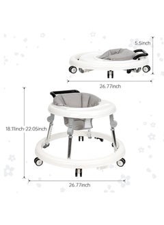 Gogoya Baby Walker with Wheels, Activity Center with Mute Wheels Anti-Rollover, 5-Position Height Adjustable Foldable Baby Walker for Boys and Girls from 6-18 Months with Footrest,White  - Image 2