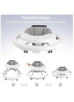 Gogoya Baby Walker with Wheels, Activity Center with Mute Wheels Anti-Rollover, 5-Position Height Adjustable Foldable Baby Walker for Boys and Girls from 6-18 Months with Footrest,White  - Image 3