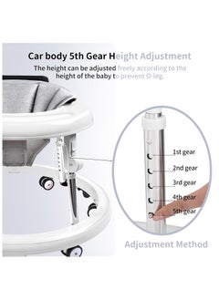Gogoya Baby Walker with Wheels, Activity Center with Mute Wheels Anti-Rollover, 5-Position Height Adjustable Foldable Baby Walker for Boys and Girls from 6-18 Months with Footrest,White  - Image 5