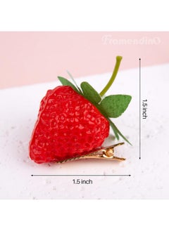 Framendino Framendino, 10 Pack Strawberry Hair Clip Cute Simulated Barrettes Fruit Clips for Women  - Image 2