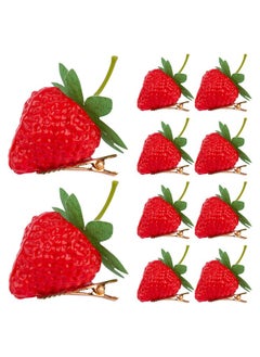 Framendino Framendino, 10 Pack Strawberry Hair Clip Cute Simulated Barrettes Fruit Clips for Women  - Image 1