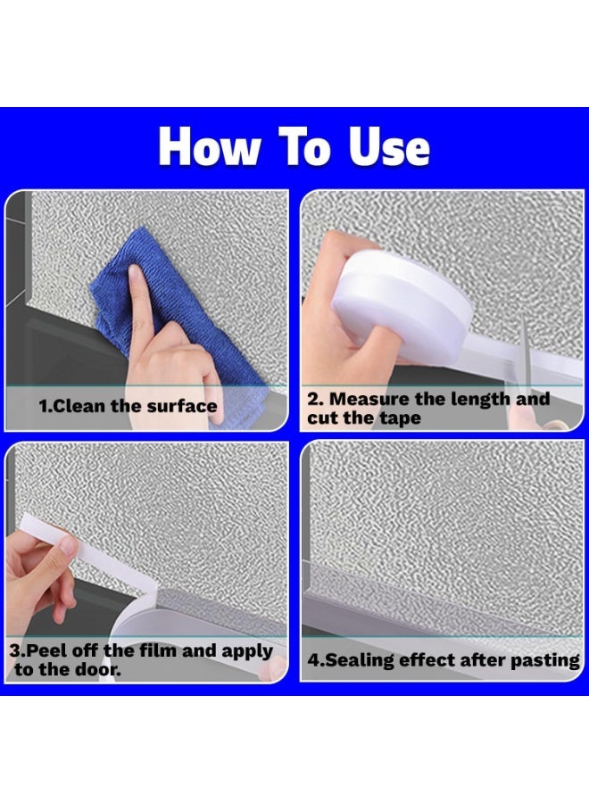 سيليكون الشريط المغلف الباب، شريط 16.5 قدم في الجزء السفلي من التهوية معزولة عزل الصوت لعزل الرياح أو النوافذ في غرفة الحمام لحمامات الزجاج - Image 5