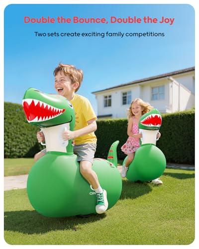 QPAU Infatable Bouncy Toys with Hand Pump Heavy Duty Giant Bouncy Pal 220lbs Load Capacity Ride On Bouncy Animal Hopper Toy Indoor Outdoor Bouncers for Kids Girls Boys Ages 5 Dinosaur 1 Pack - Image 5
