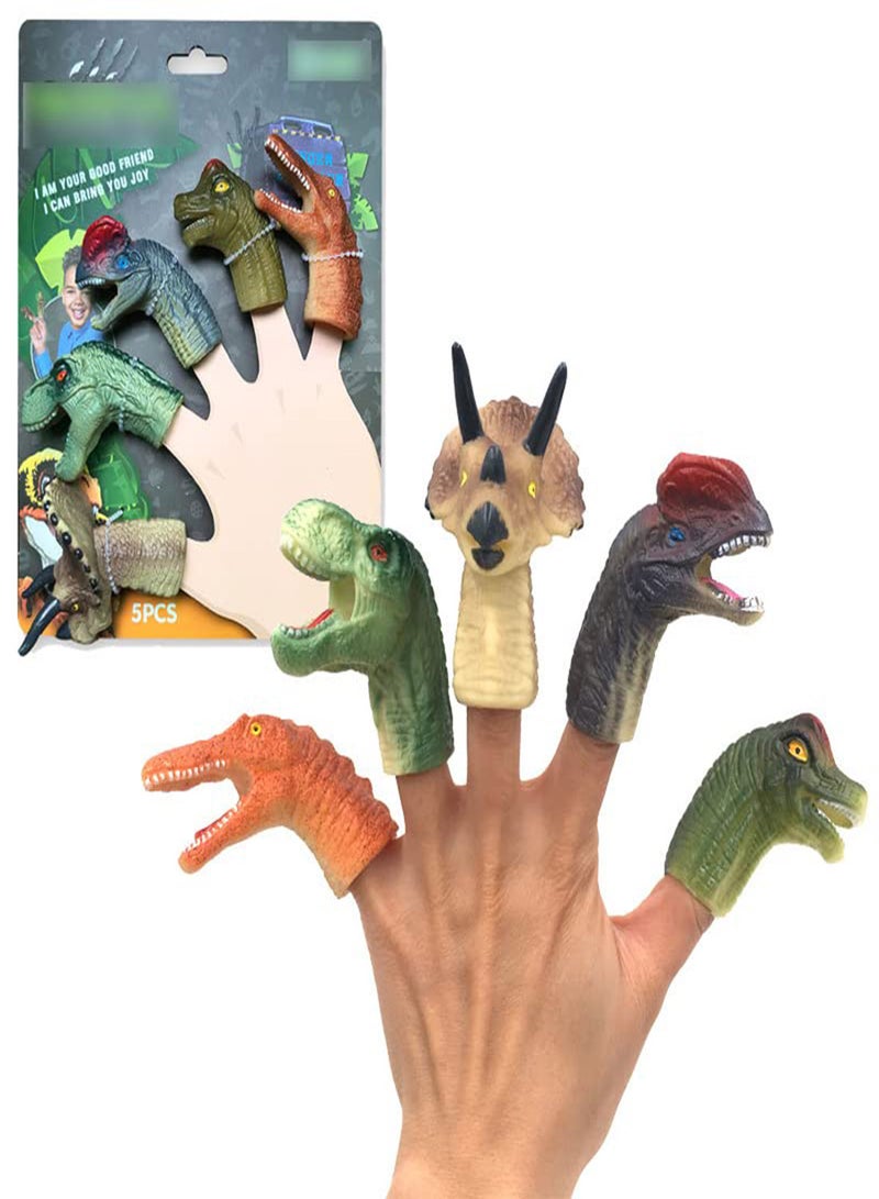 سيوسي Fun Little Toys 5 Pcs Dinosaur Head Finger Puppets, Best Choice for Party Favors, Stocking Stuffers, Pinata Fillers and Goodie Bag Fillers - Image 3
