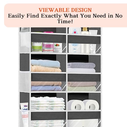 Ofiray-home Over the Door Organizer 6 Tiers, Extra Large Behind Door Storage of 12 Compartments, 80 lbs Weight Capacity Hanging Storage Organizer with Clear Window Kids Toys, Shoes, Diapers, Room storage - Image 4