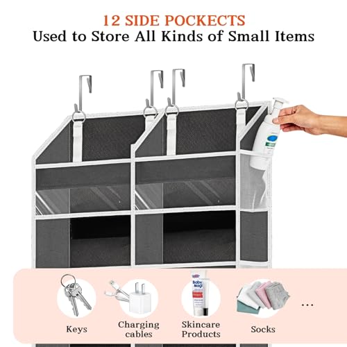 Ofiray-home Over the Door Organizer 6 Tiers, Extra Large Behind Door Storage of 12 Compartments, 80 lbs Weight Capacity Hanging Storage Organizer with Clear Window Kids Toys, Shoes, Diapers, Room storage - Image 5