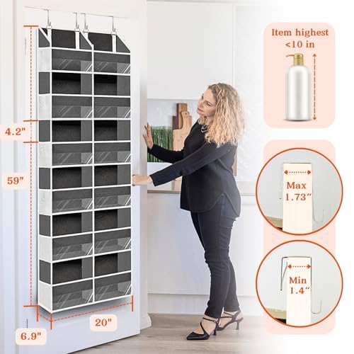 Ofiray-home Over the Door Organizer 6 Tiers, Extra Large Behind Door Storage of 12 Compartments, 80 lbs Weight Capacity Hanging Storage Organizer with Clear Window Kids Toys, Shoes, Diapers, Room storage - Image 3