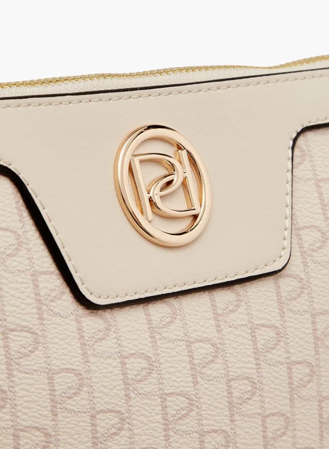 Paprika Women's Monogram Print Clutch with Zip Closure