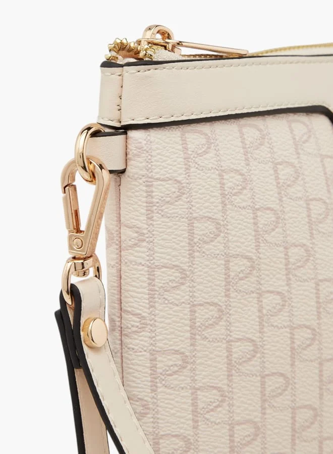 Paprika Women's Monogram Print Clutch with Zip Closure