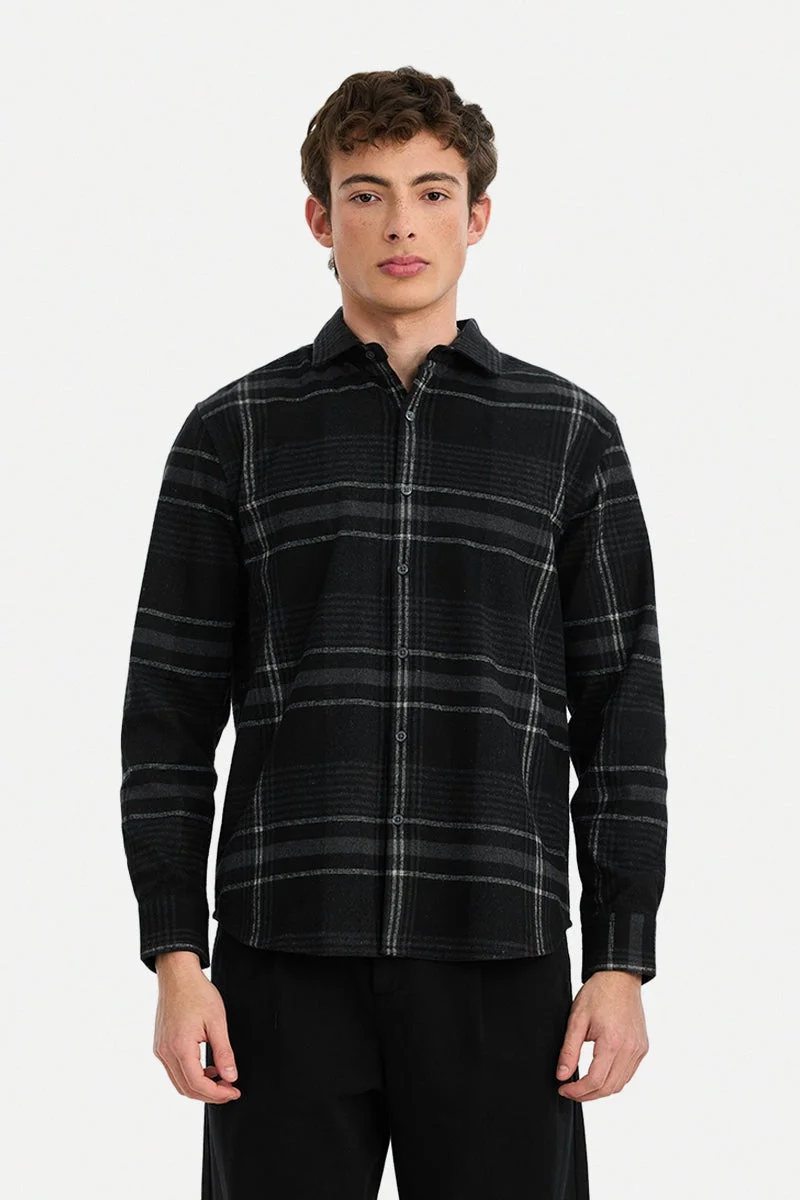 SNITCH Black Checkered Long Sleeve Regular Fit Shirt