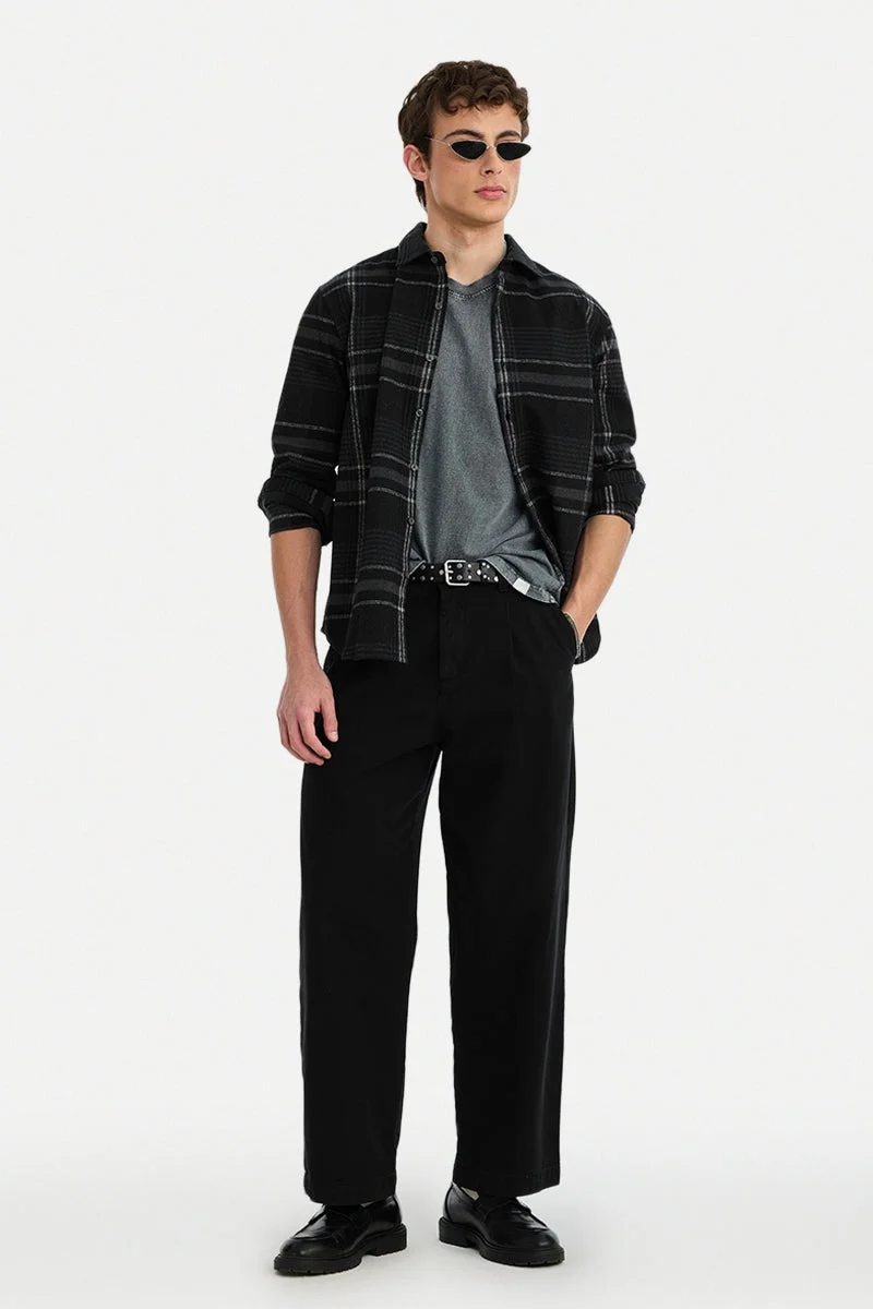 SNITCH Black Checkered Long Sleeve Regular Fit Shirt