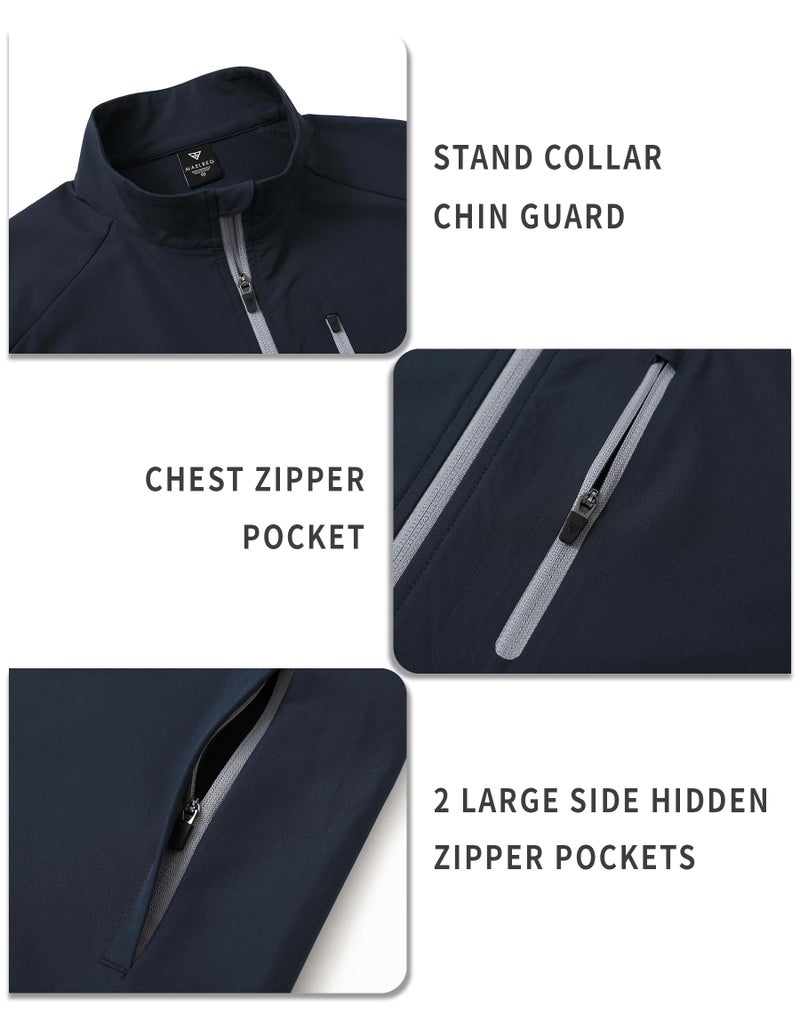 M MAELREG Golf Vest for Men Windproof Travel Zip Up Sleeveless Jacket Lightweight Softshell Mens Vests Outerwear - Image 4