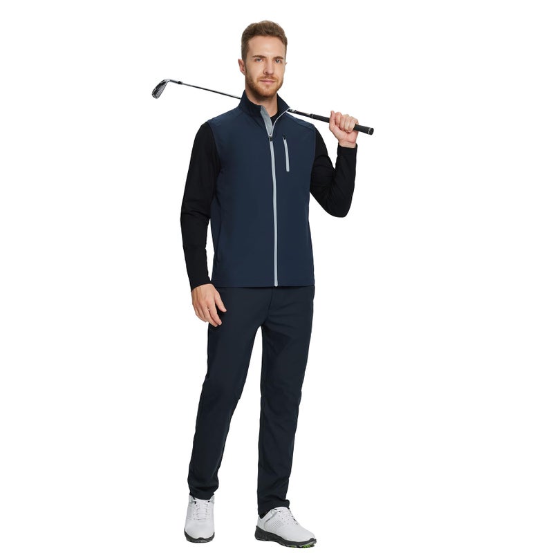 M MAELREG Golf Vest for Men Windproof Travel Zip Up Sleeveless Jacket Lightweight Softshell Mens Vests Outerwear - Image 2