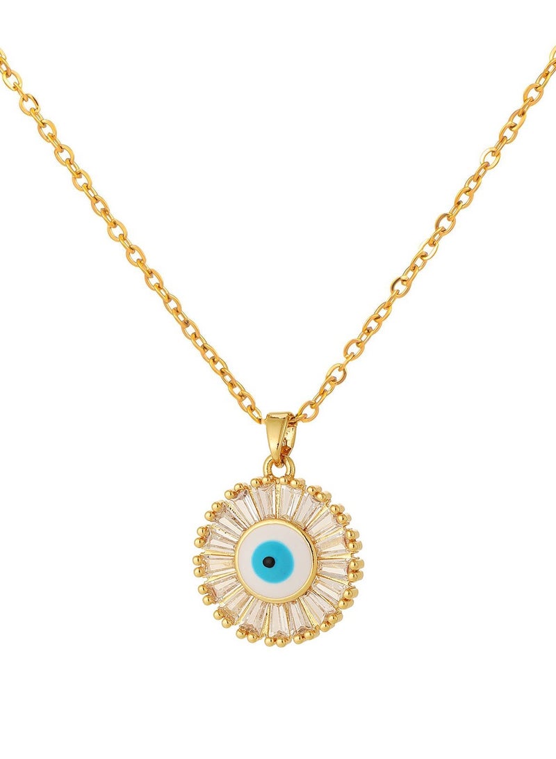 Golden Hour by Niru 18 k Gold plated Stainless Steel Evil Eye Flower Pendant – Tarnish-Resistant, Water-Resistant - Image 2