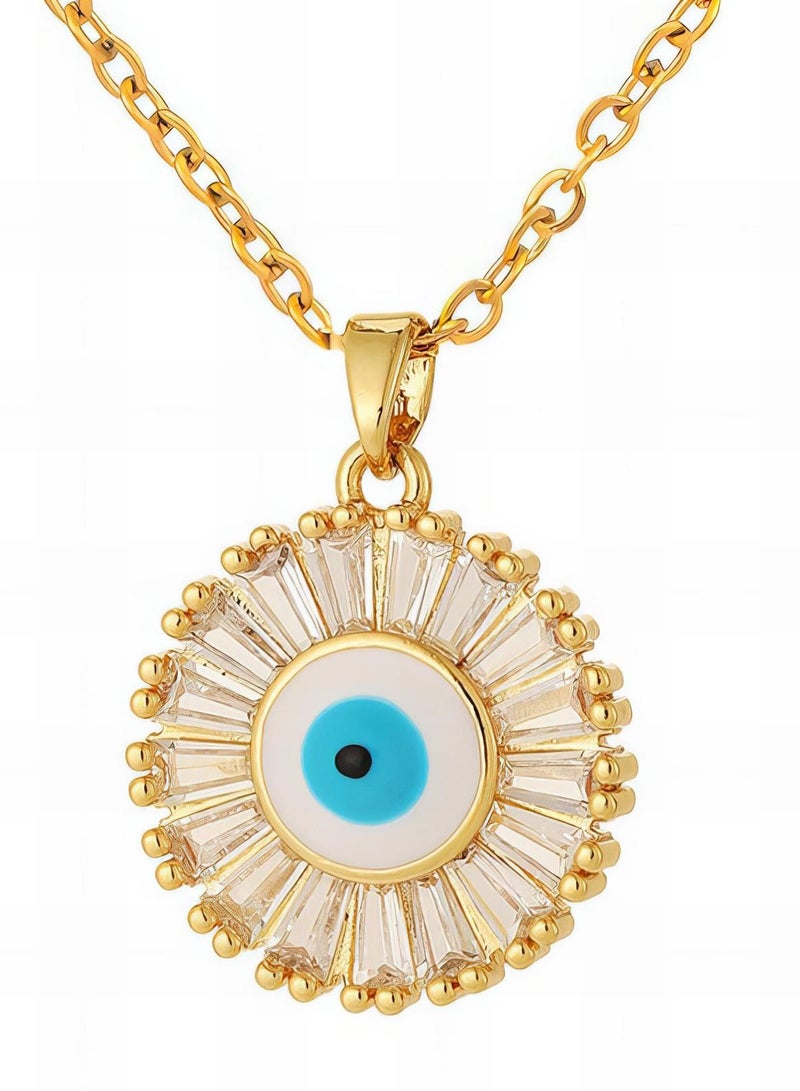 Golden Hour by Niru 18 k Gold plated Stainless Steel Evil Eye Flower Pendant – Tarnish-Resistant, Water-Resistant - Image 3