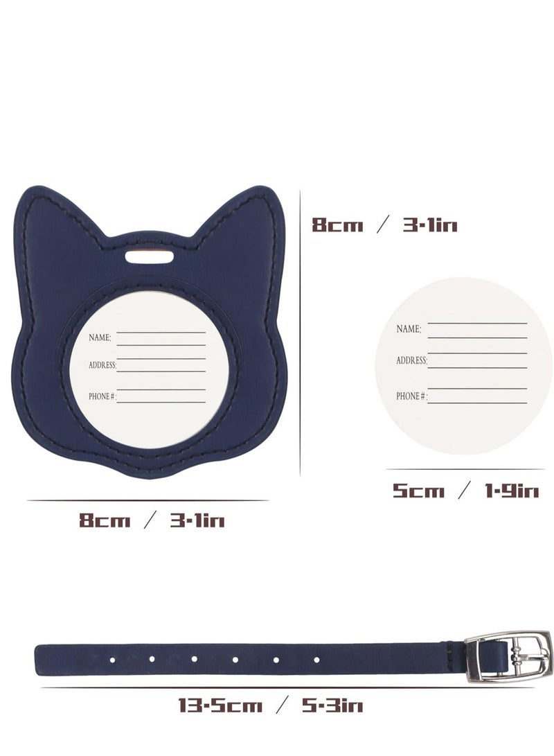 Y&D Luggage Tags 2 Pack Premium PU Leather ID Label Travel Suitcase Backpack Cute Cat Shape for Bag - Image 4