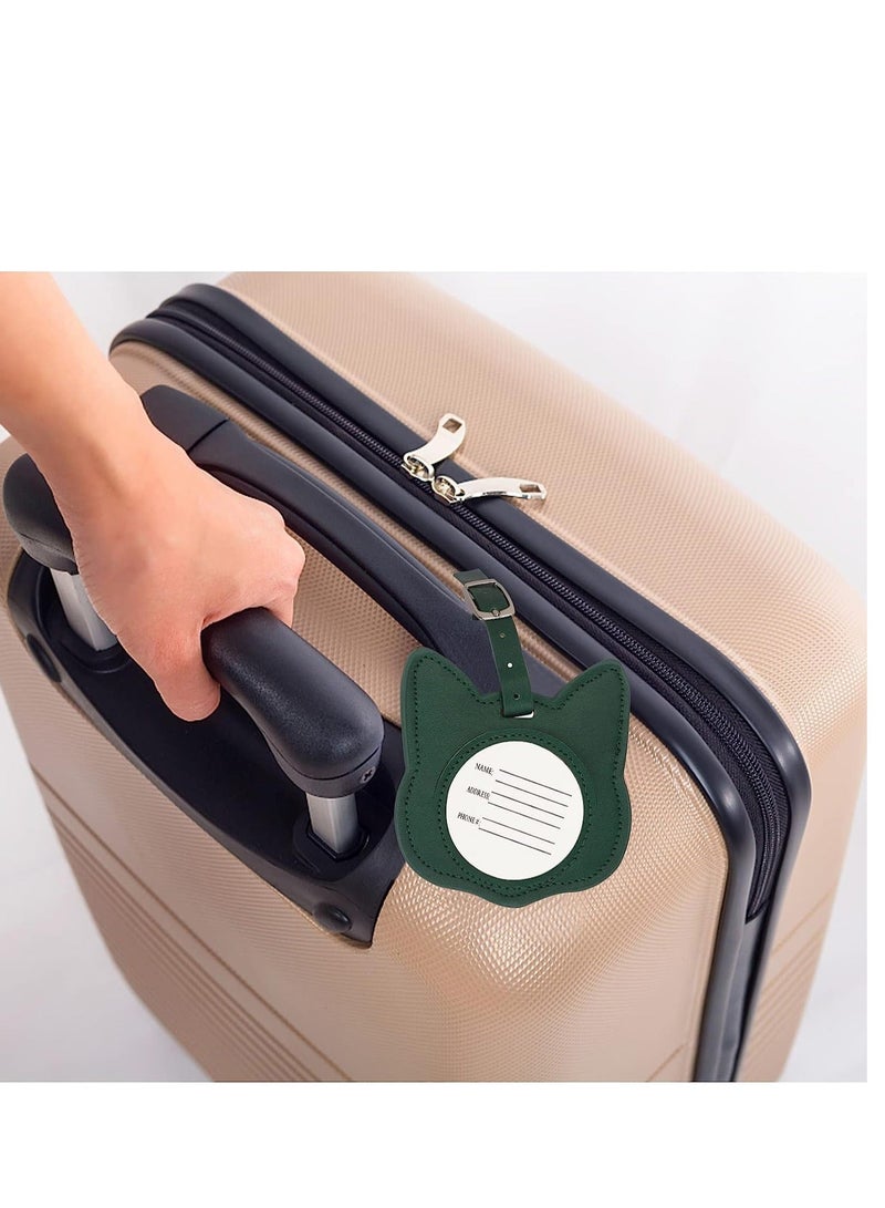 Y&D Luggage Tags 2 Pack Premium PU Leather ID Label Travel Suitcase Backpack Cute Cat Shape for Bag - Image 5