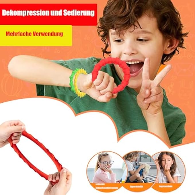JUGGPENG Fidget Toys Sensory Bracelets, Pack of 4 Wristband, Fidget Decompression Toy, Sensory Fidget Anti-Stress Toy for Children, Boys, Girls, Stress Relief & Anxiety, Autism and ADHD - Image 4