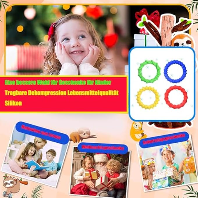 JUGGPENG Fidget Toys Sensory Bracelets, Pack of 4 Wristband, Fidget Decompression Toy, Sensory Fidget Anti-Stress Toy for Children, Boys, Girls, Stress Relief & Anxiety, Autism and ADHD - Image 5