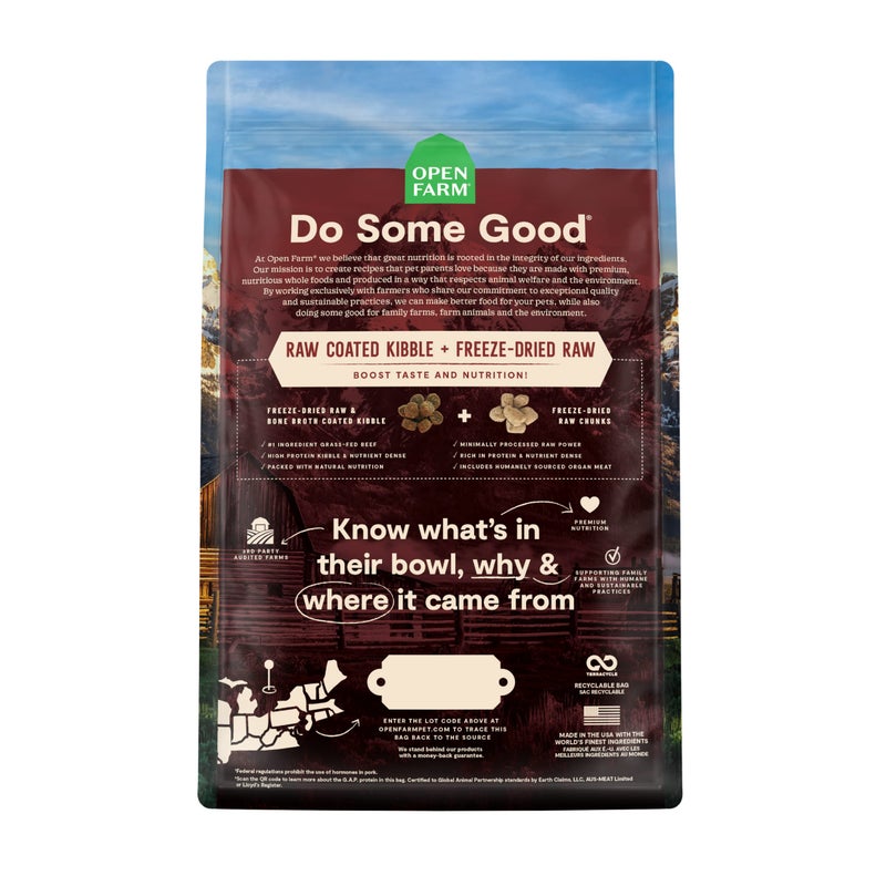 Open Farm, RawMix Grain-Free Dry Dog Food, Protein-Packed Kibble Coated in Bone Broth with Freeze Dried Raw Chunks, Beef Pork & Lamb, Front Range Recipe, 3.5lb Bag - Image 2