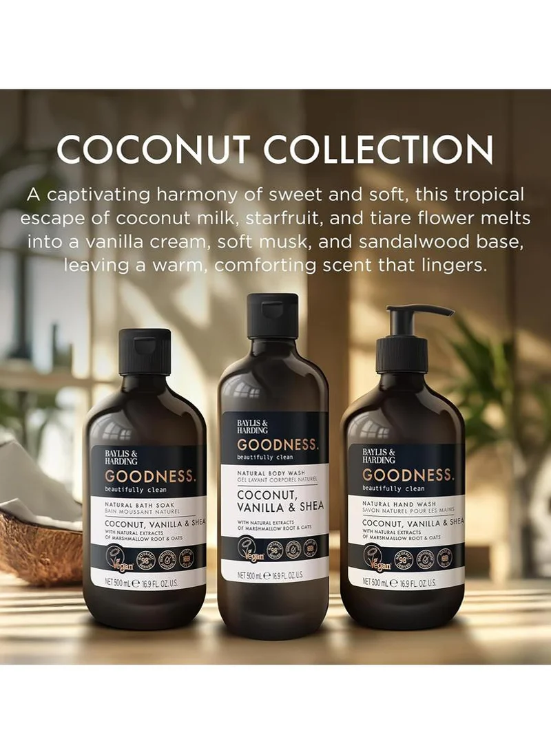 Baylis & Harding  Goodness Coconut, Vanilla & Shea Body Wash, 500ml | Nourishing Natural Body Cleanser with Marshmallow Root & Oats | Dermatologist Approved | Vegan  | Best Price UAE