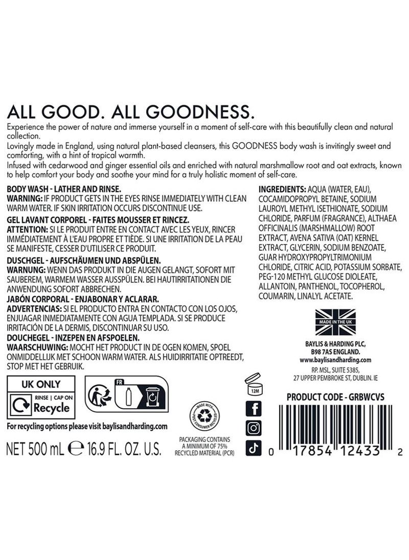 Baylis & Harding Goodness Coconut, Vanilla & Shea Body Wash, 500ml | Nourishing Natural Body Cleanser with Marshmallow Root & Oats | Dermatologist Approved | Vegan - Image 5