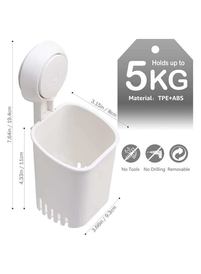 NANAO 2 Pack Toothbrush Holder Suction Cup Toothbrush, Organizer No Drilling Waterproof Wall Mounted Electric Toothbrush Holder for Toothpaste Razor Cup for Shower Bathroom Kitchen - Image 3