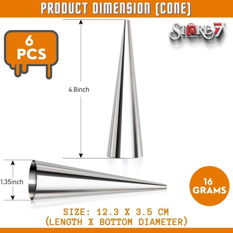 STORE77 6 Pcs DIY NonStick Stainless Steel Baking Cones Set Spiral Horn Pastry Cream Roll TubesCake Cone MoldCannoli FormsCroissant Shell Metal Ice Cream RollFunnel ShapeKitchenParty - Image 2